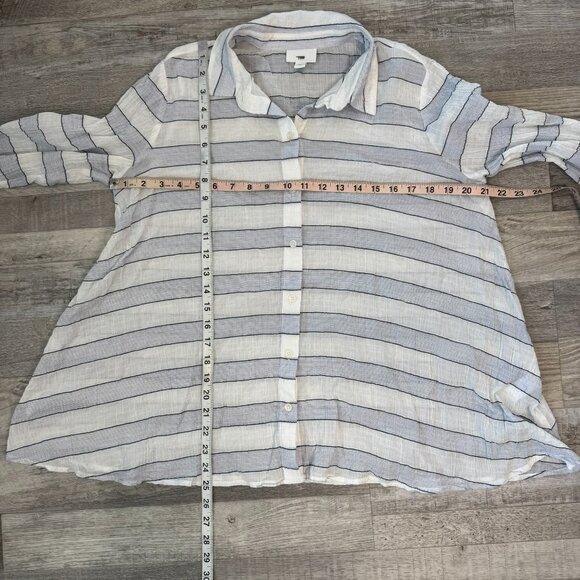 J. Jill Blue White Stripe Button Down Tunic Lightweight H17 - Picture 4 of 5